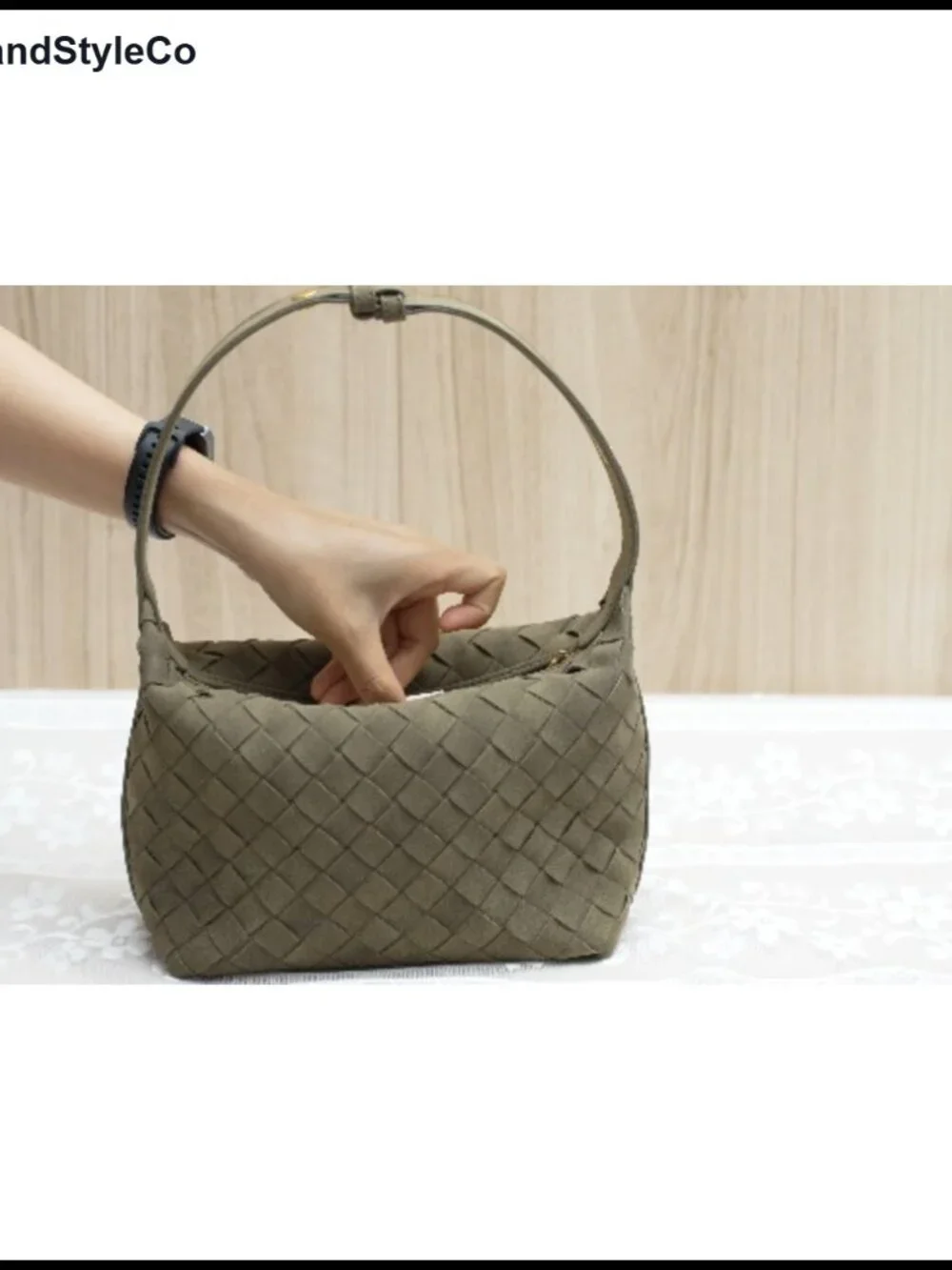 Faux Suede Woven Hobo Handbag Women Shoulder Bag Mini Purse